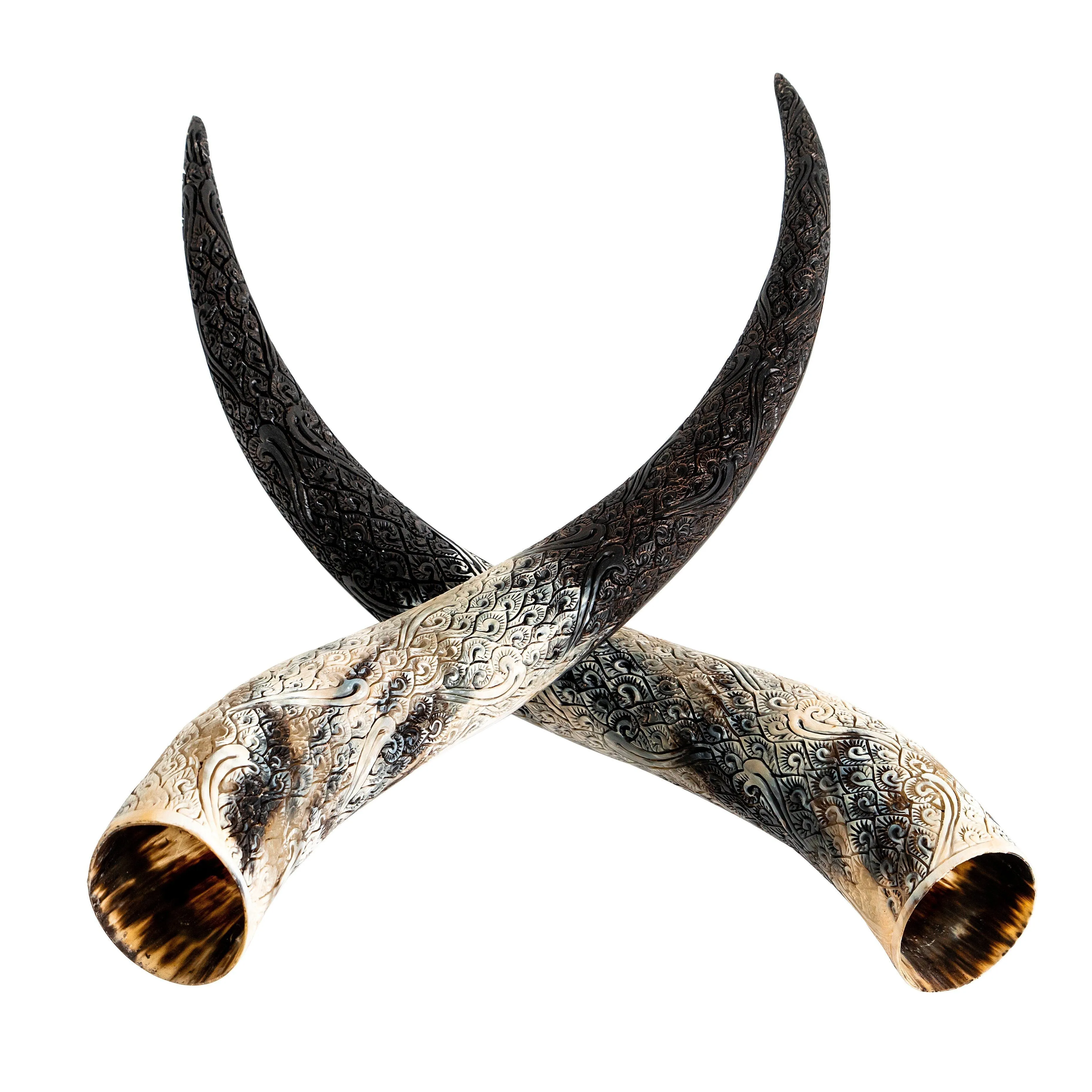 Hand Carved Longhorn Skull - Gray Aquarius
