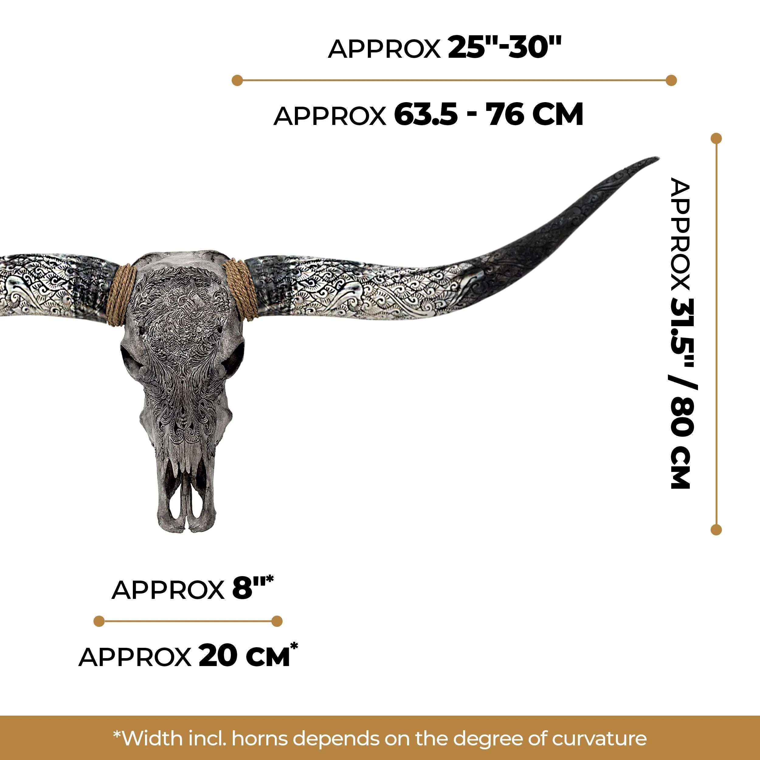 Hand Carved Longhorn Skull - Gray Aquarius