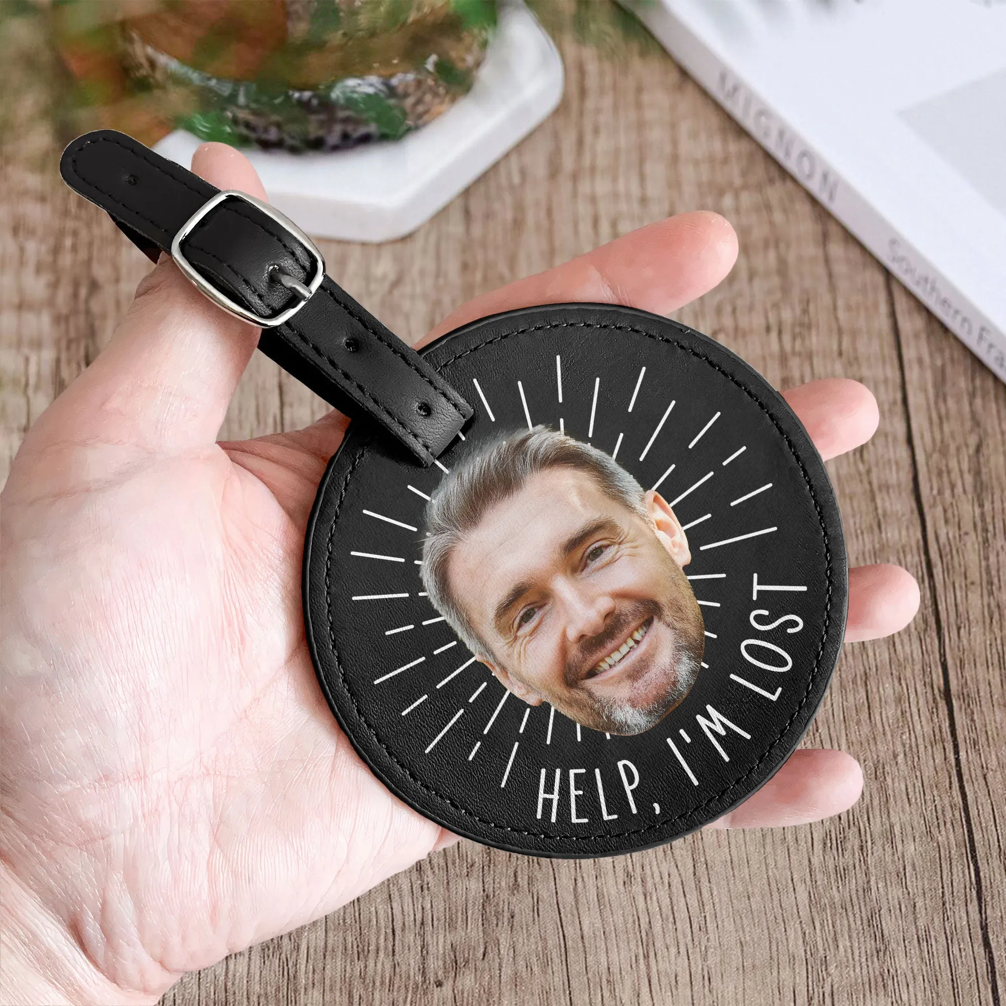 Help I'm Lost Funny Bag Tag For Golf Lovers - Personalized Photo Leather Golf Bag Tag