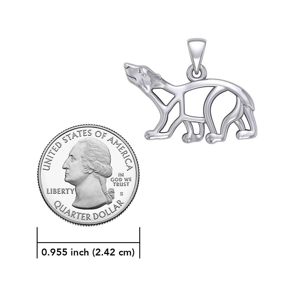 Hollow Polar Bear Silver Pendant TPD6034