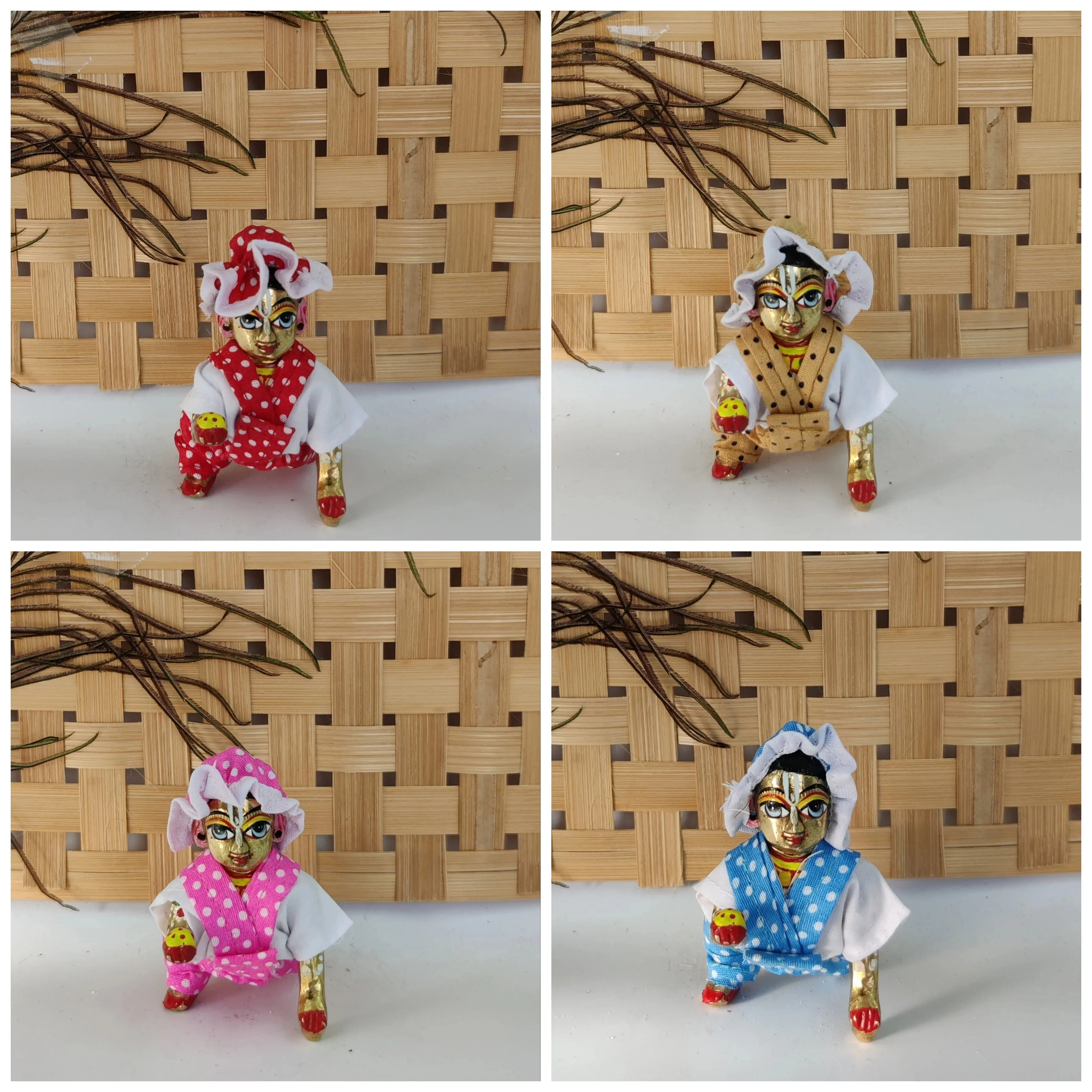 Laddu gopal bib suit for summer pack of 4 [random print and color]