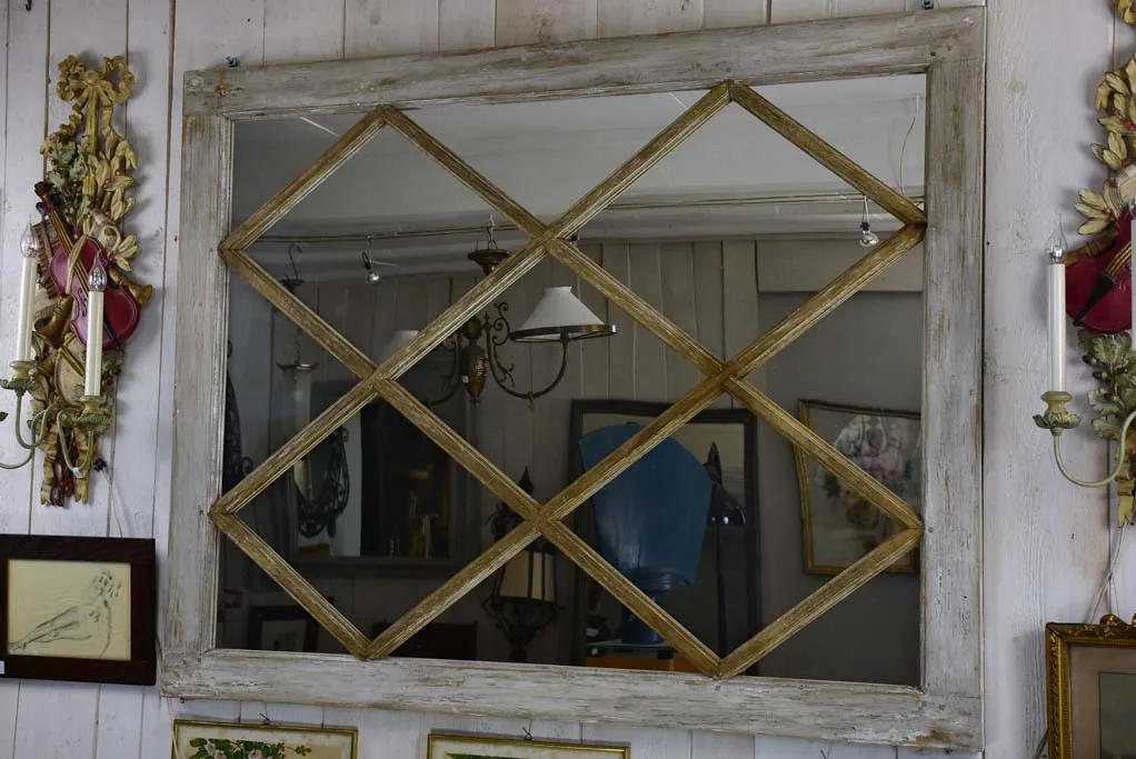 Large antique French mirror made with salvaged boiserie 61½" x 48"