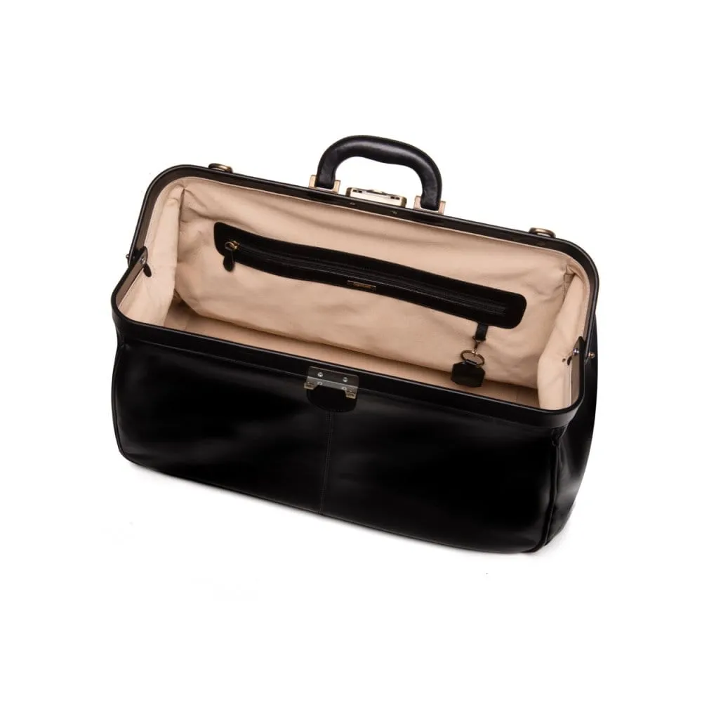 Large Leather Gladstone Holdall - Black
