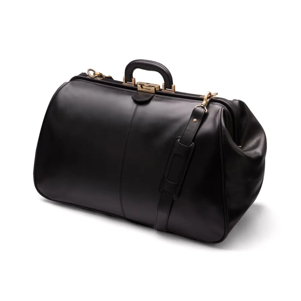 Large Leather Gladstone Holdall - Black