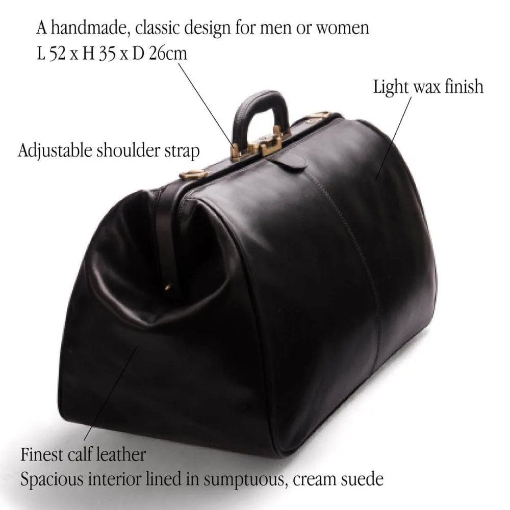 Large Leather Gladstone Holdall - Black