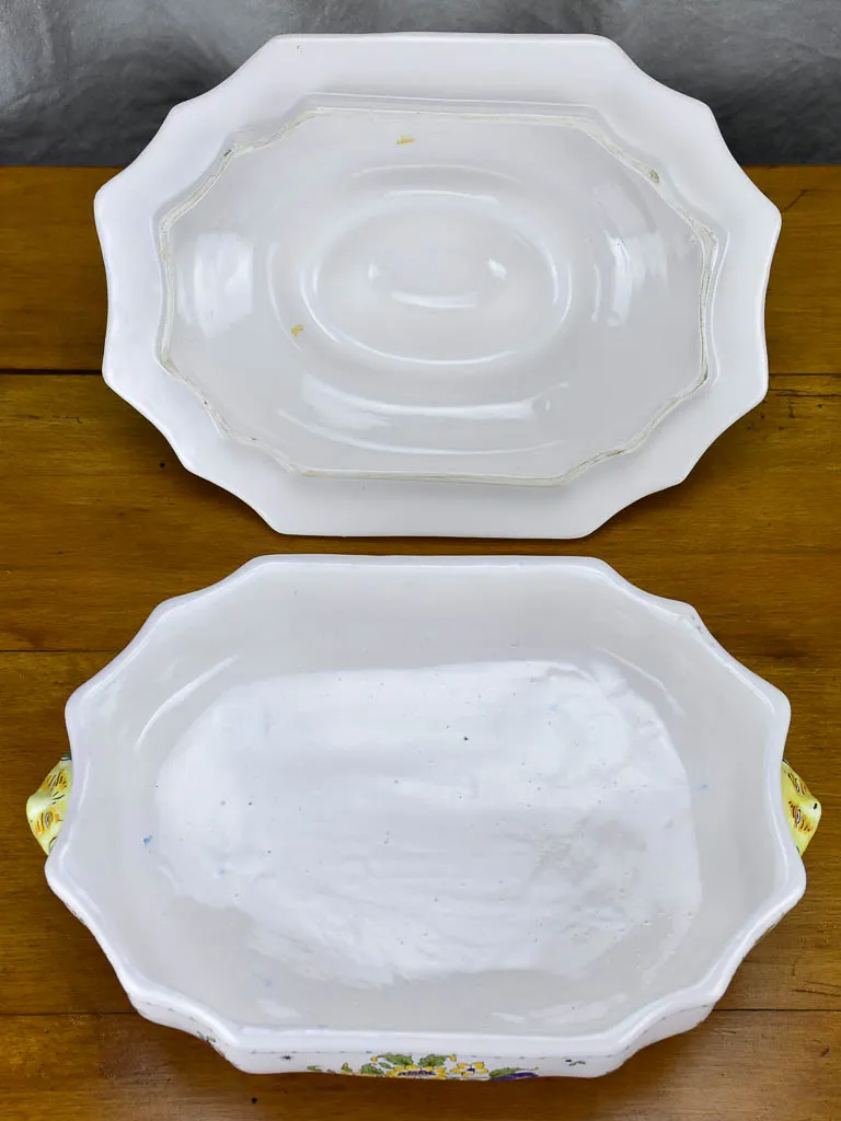 Large mid century Moustiers faience soup tureen and platter