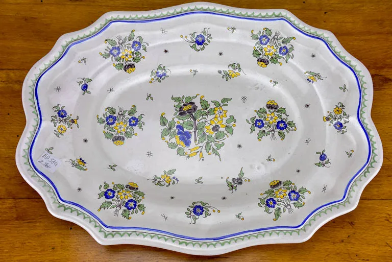 Large mid century Moustiers faience soup tureen and platter