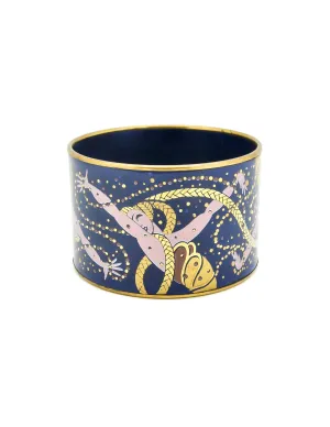 Laurana Vintage Blue Enamel Mardi Gras Brass Bracelet