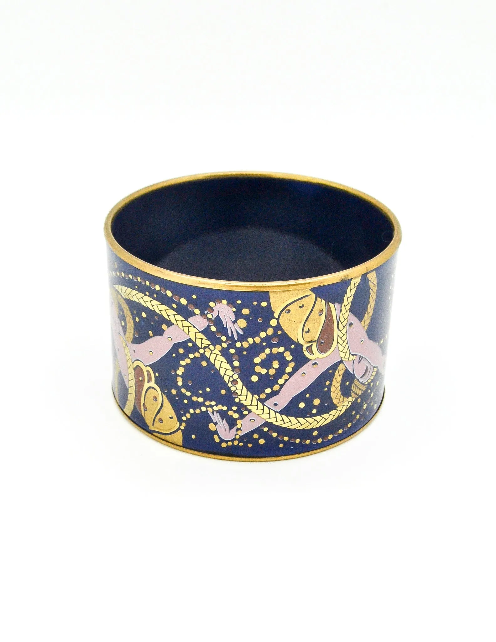 Laurana Vintage Blue Enamel Mardi Gras Brass Bracelet