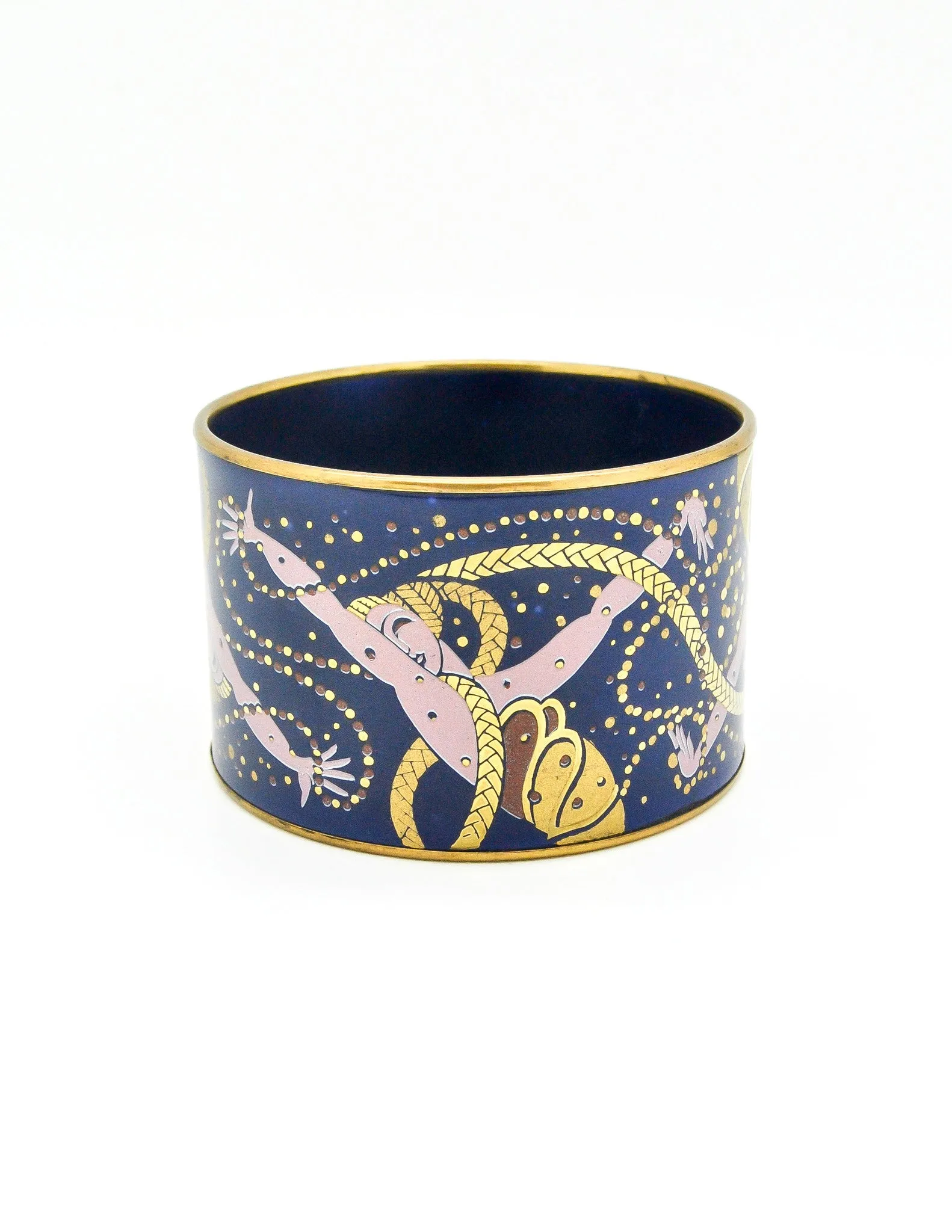 Laurana Vintage Blue Enamel Mardi Gras Brass Bracelet