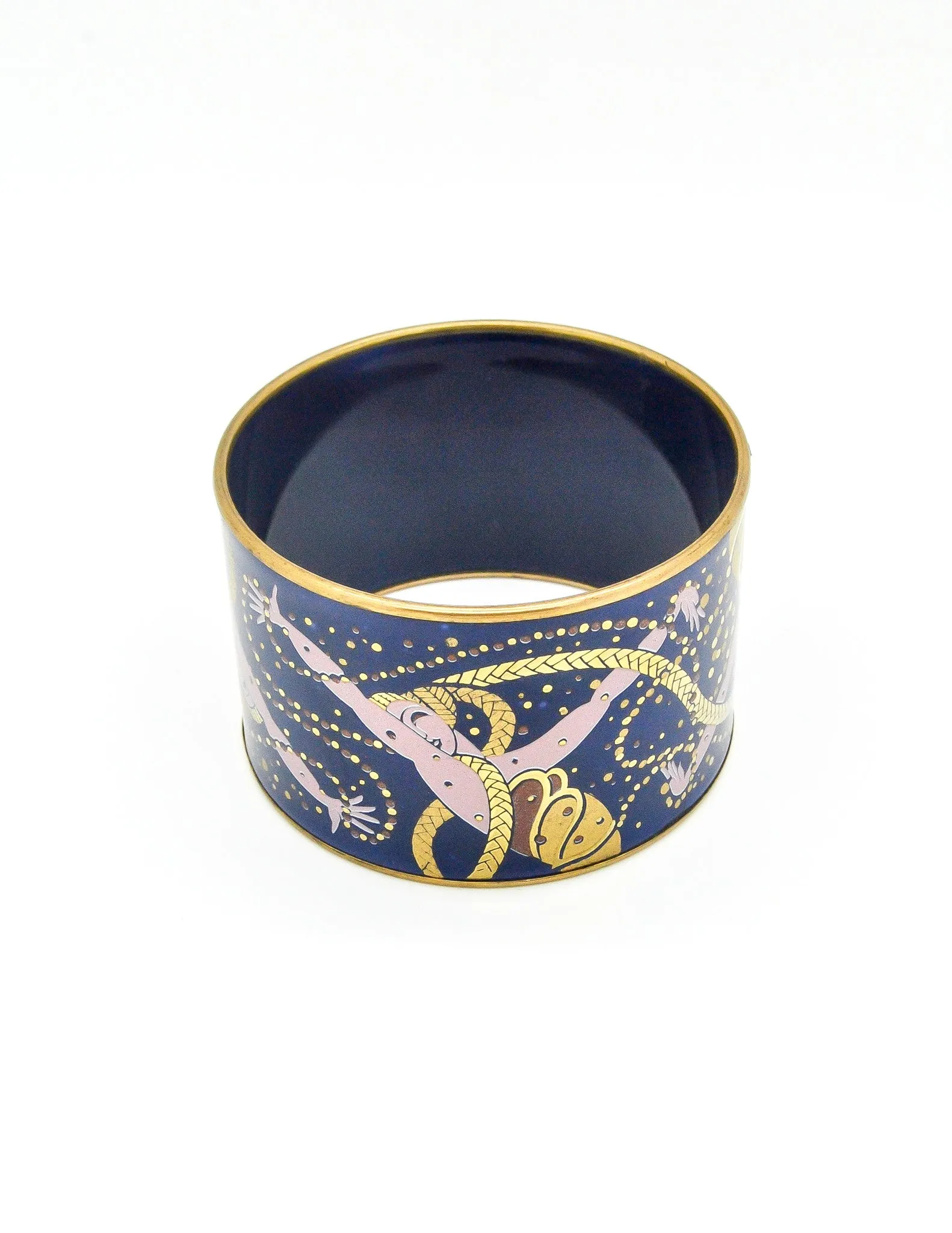 Laurana Vintage Blue Enamel Mardi Gras Brass Bracelet