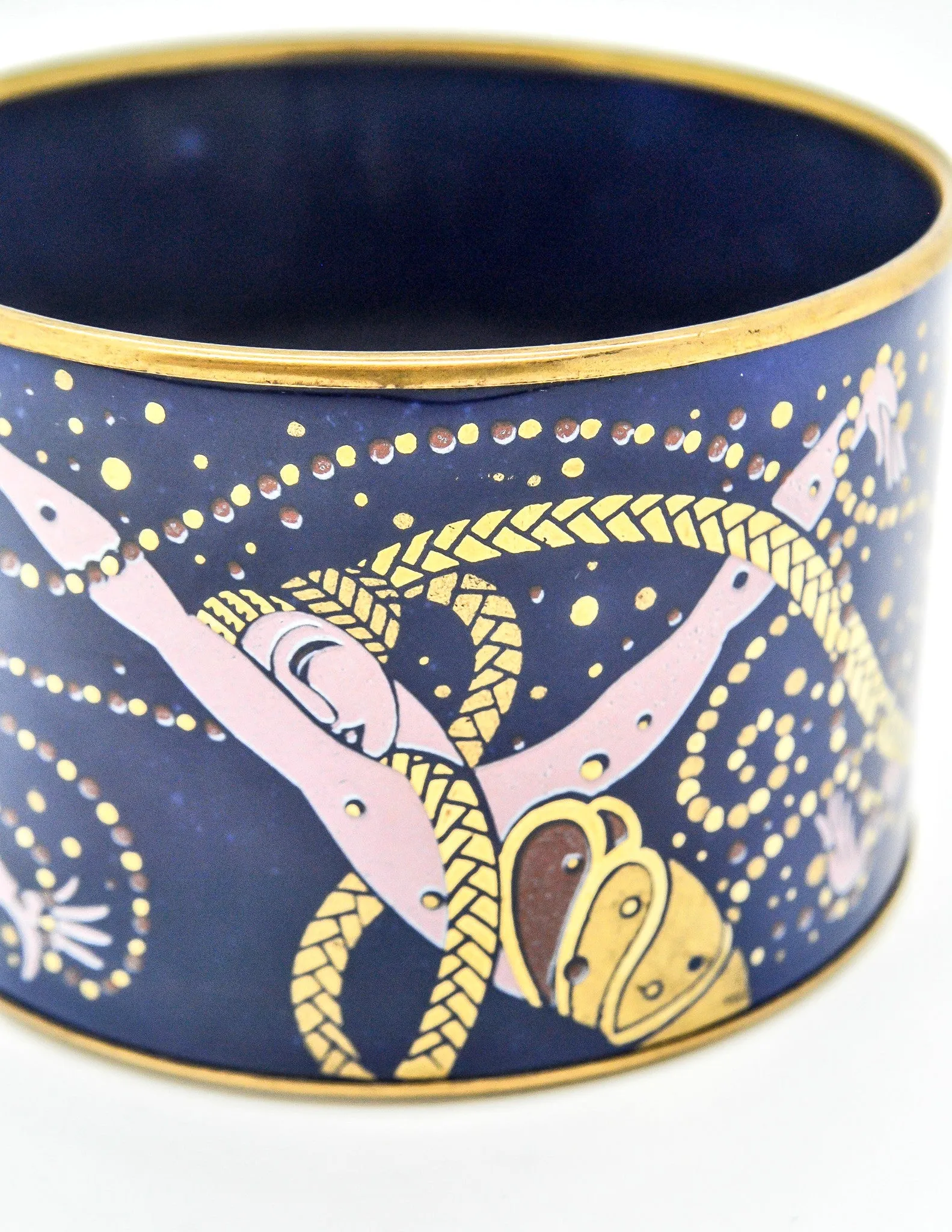 Laurana Vintage Blue Enamel Mardi Gras Brass Bracelet