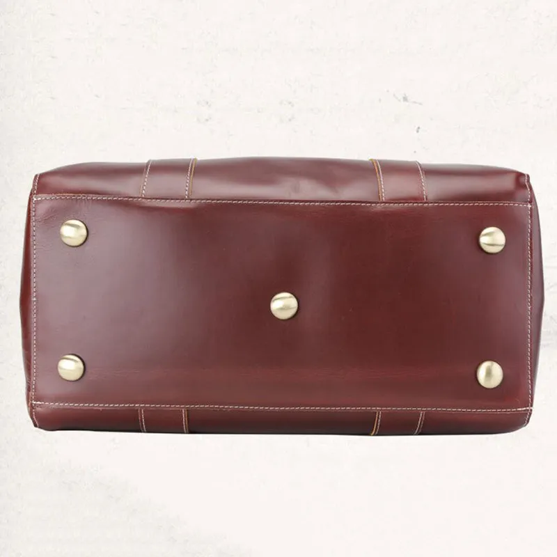 Leather Tote Travel Bag Men Weekender Bag Overnight Bag Shoulder Duffel Bag Leather Luggage Bag