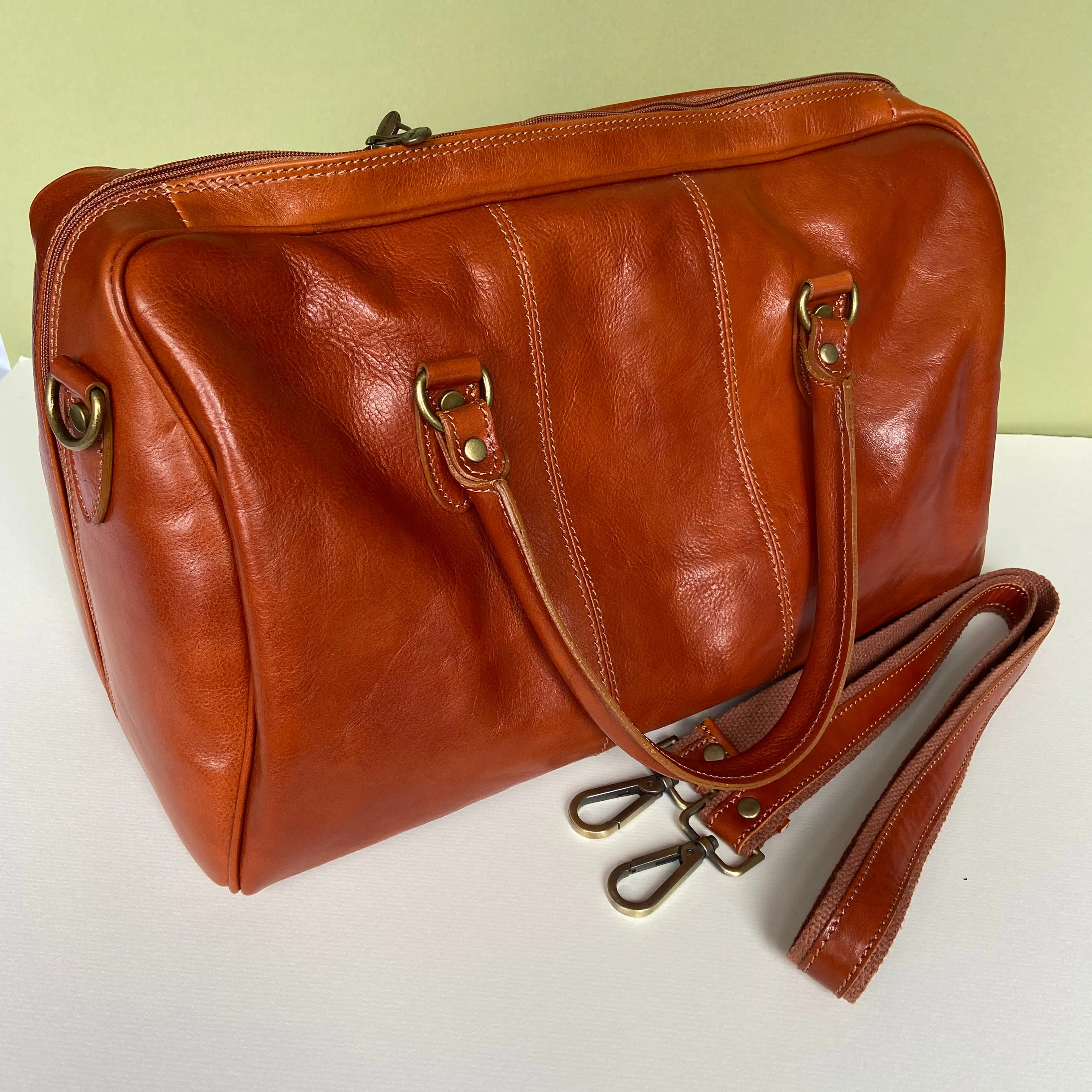 Leather Weekend Bag (Black or Cognac)