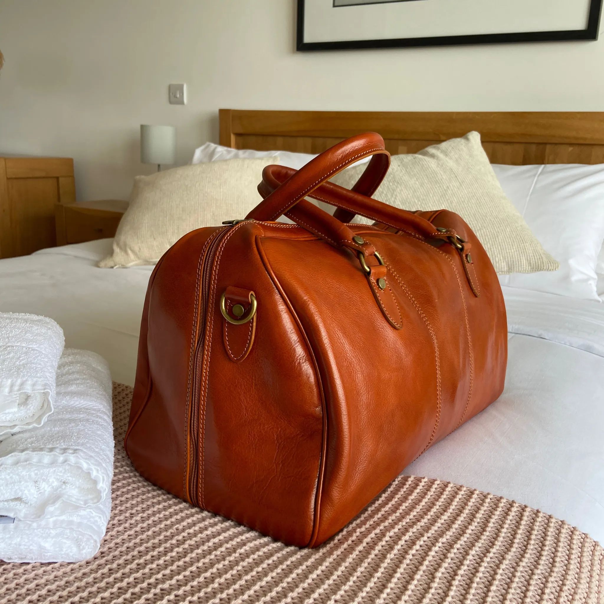 Leather Weekend Bag (Black or Cognac)