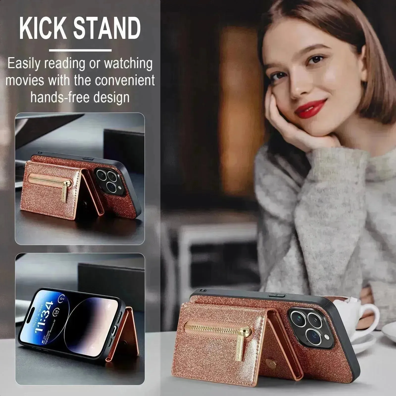 Magnetic Card Holder Protective Case Phone Case Leather Case