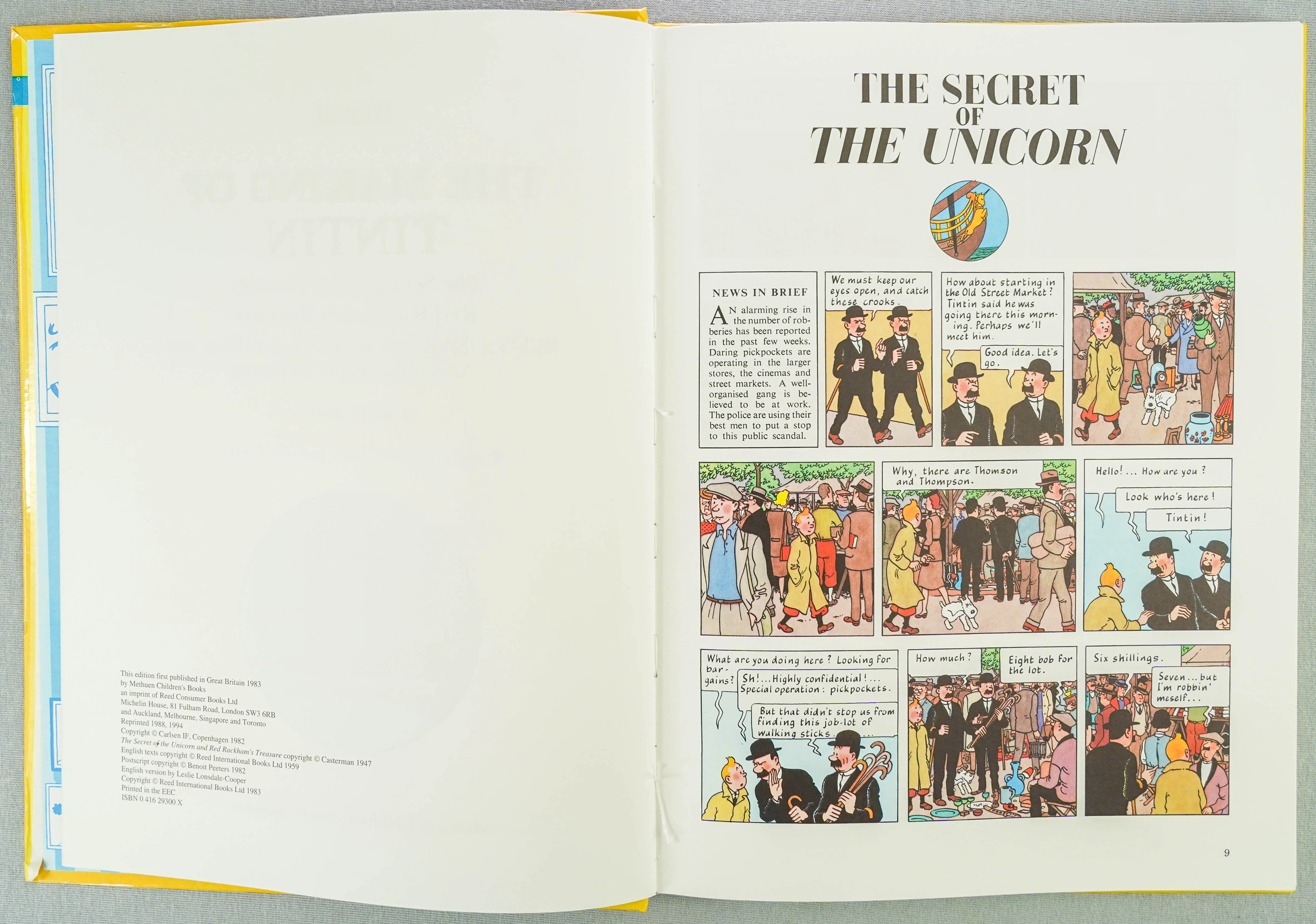 Making of Tintin: Secret Unicorn/RR Treasure 1994 Methuen 3rd UK Edition Herge EO