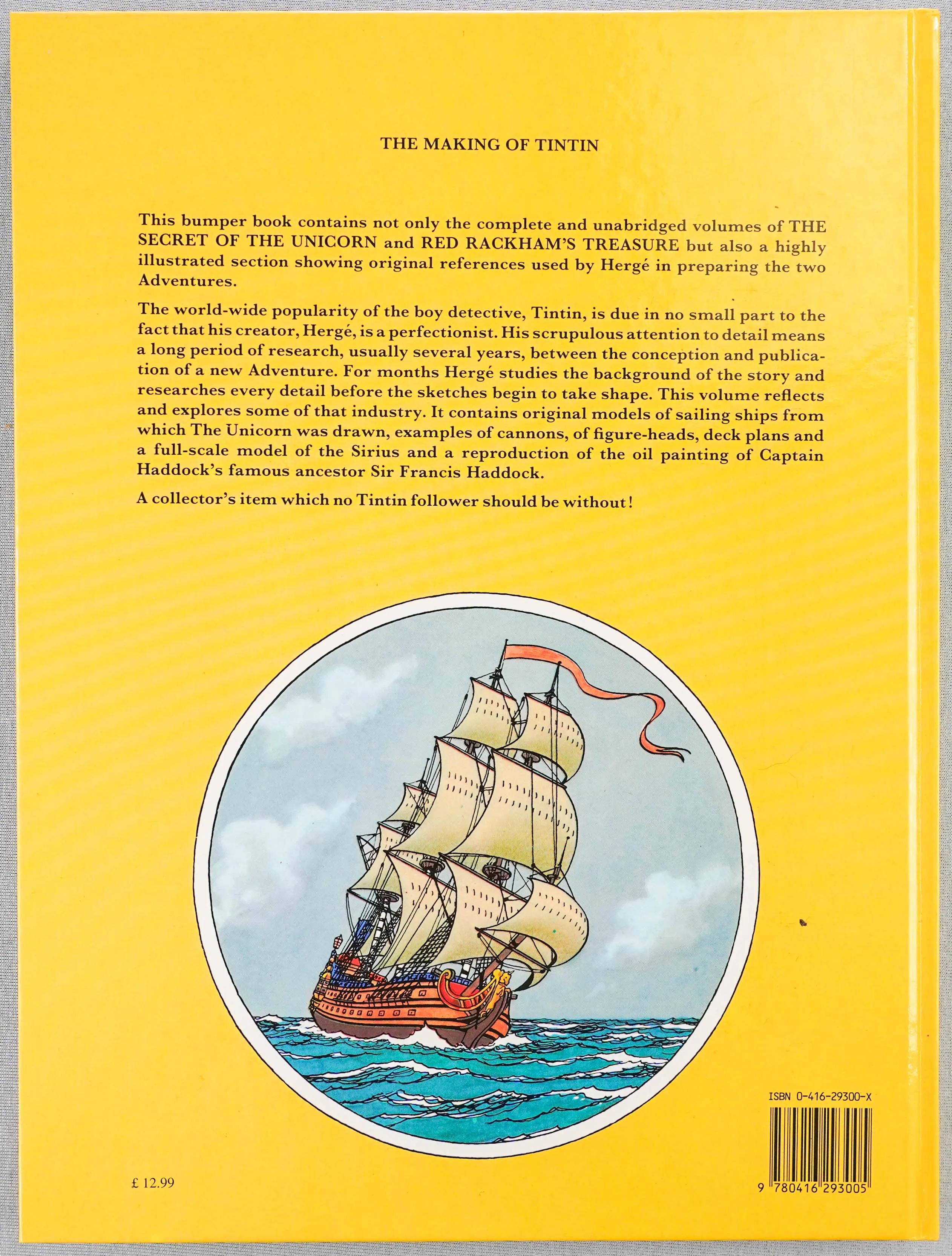 Making of Tintin: Secret Unicorn/RR Treasure 1994 Methuen 3rd UK Edition Herge EO