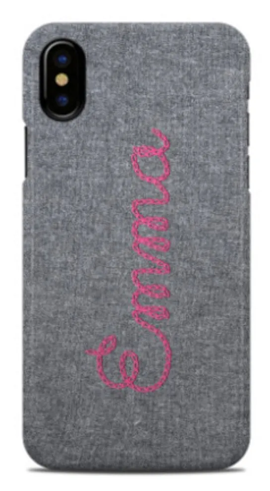 Matt Grey Chain Stitch Letter Phone Case (3 options)