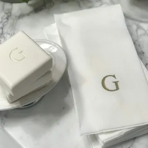 MONOGRAM SQUARE SOAPS SET OF 3 WITH 12 TOWELS