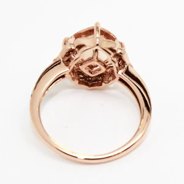 MORGANITE AND  DIAMOND HALO CUSHION RING