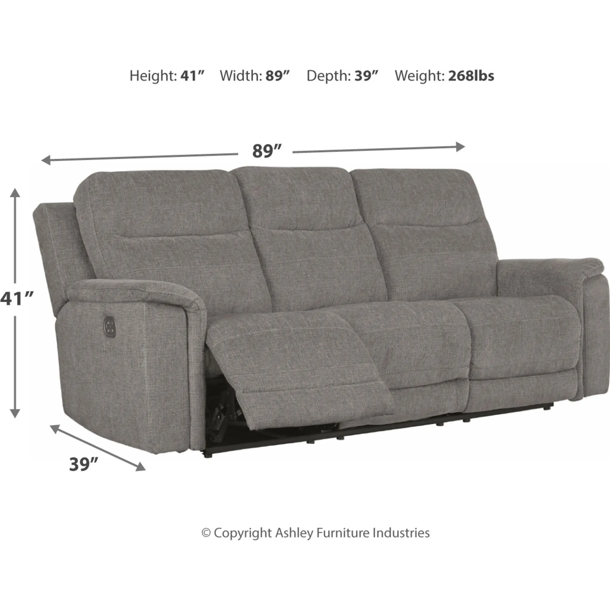 Mouttrie Power Reclining Sofa with Adjustable Headrest