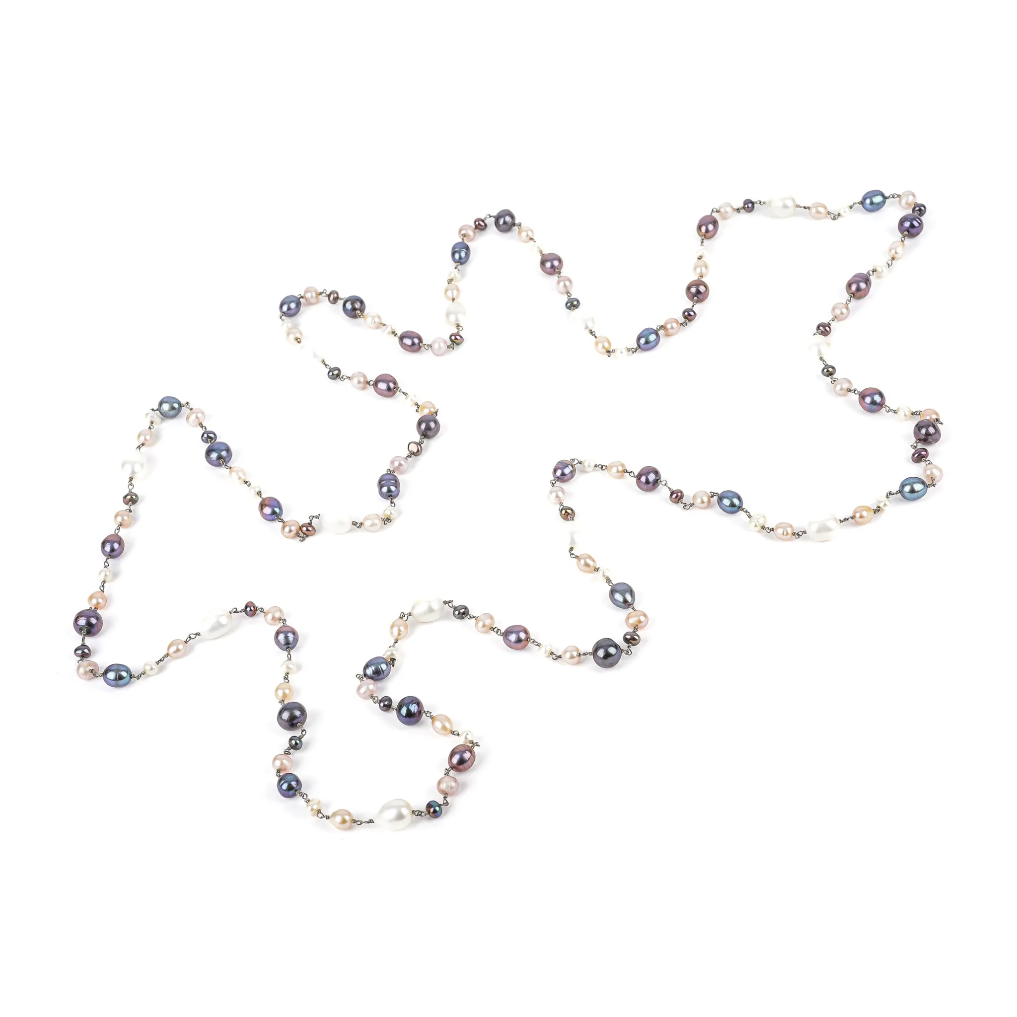 Multicolour Freshwater Pearl Long Infinity Necklace