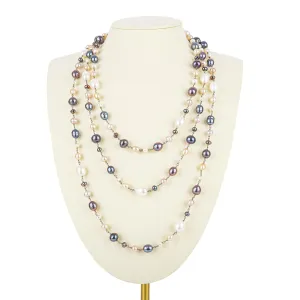Multicolour Freshwater Pearl Long Infinity Necklace