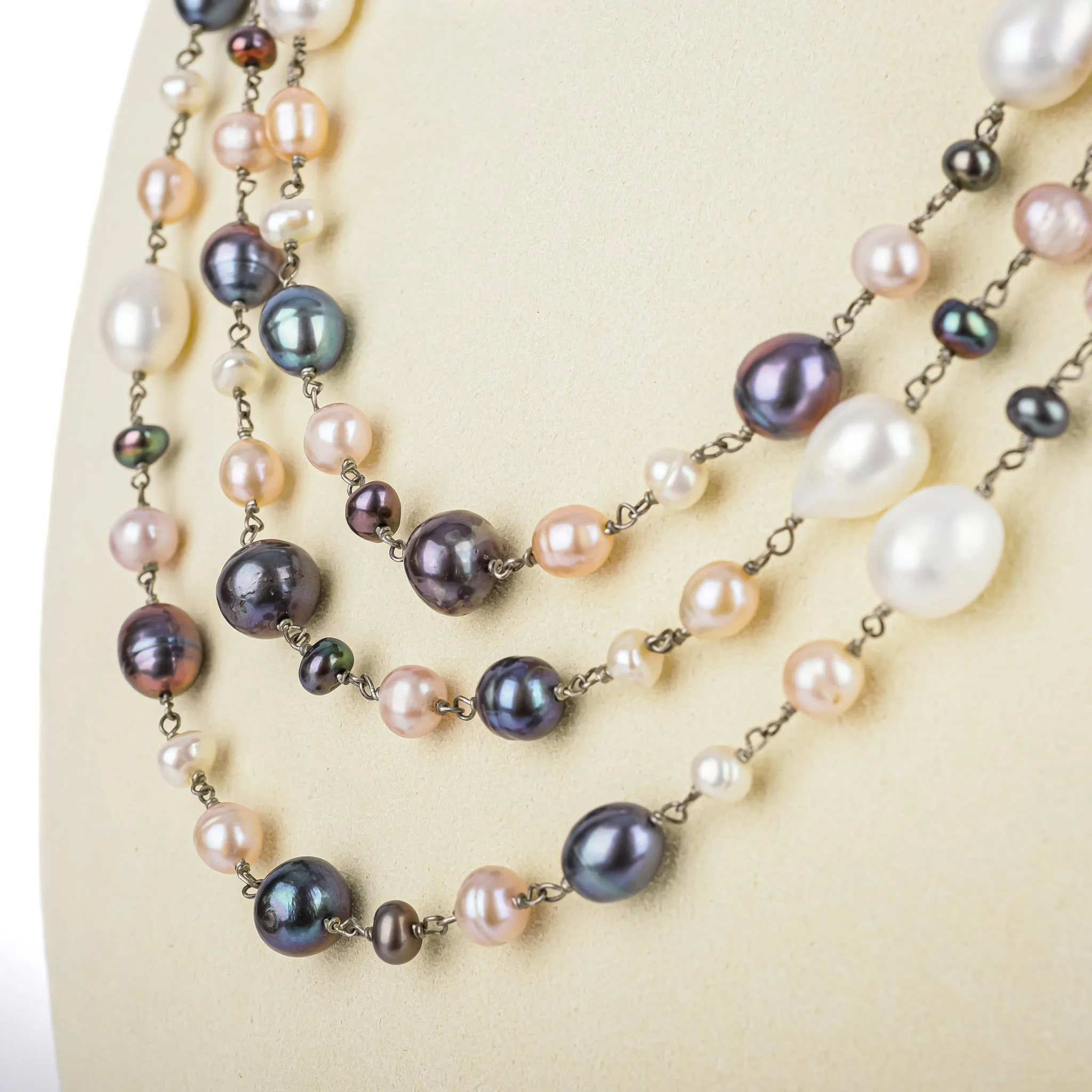 Multicolour Freshwater Pearl Long Infinity Necklace