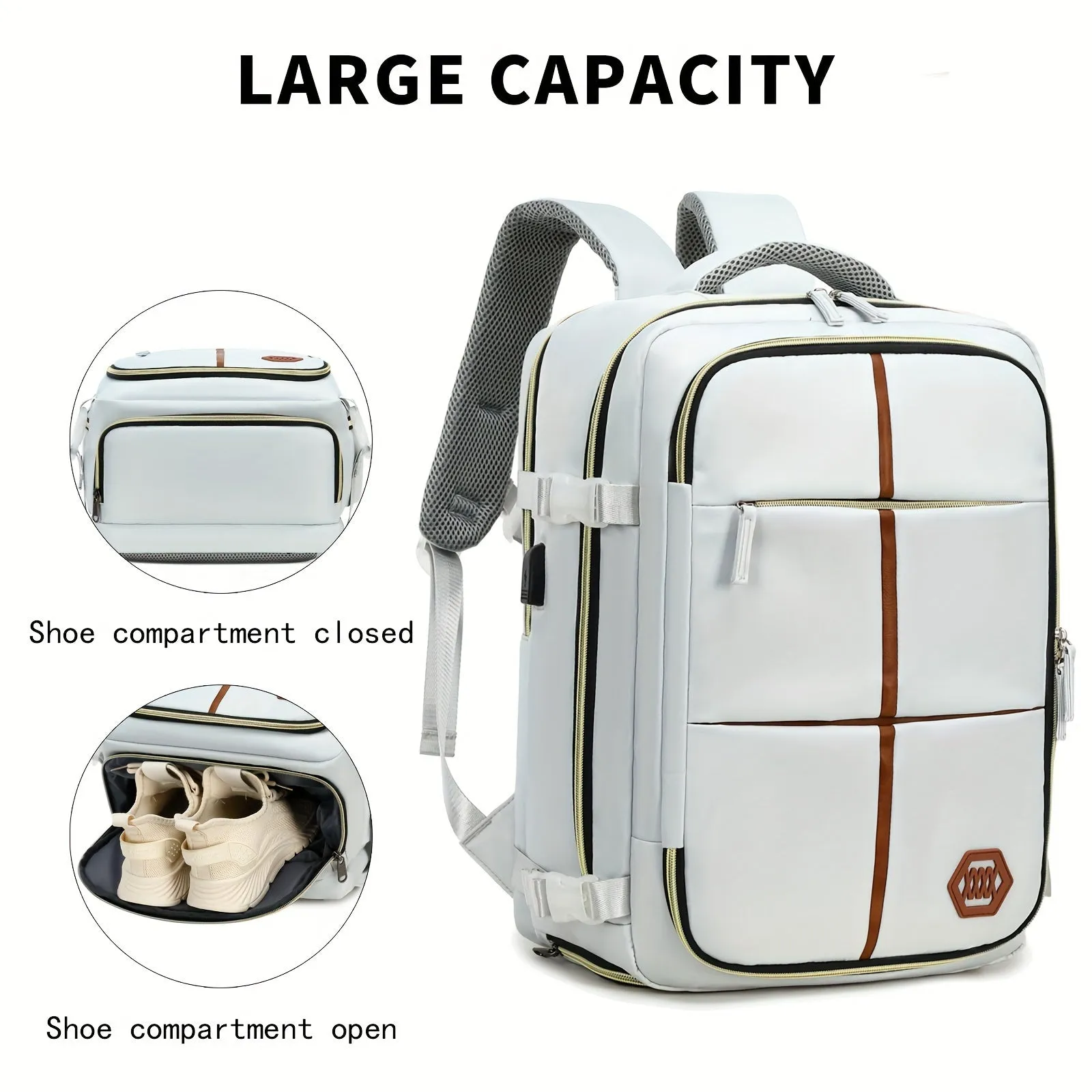 Multifunctional Travel Backpack, Airline-approved, Laptop Schoolbag With Shoes Compartment
