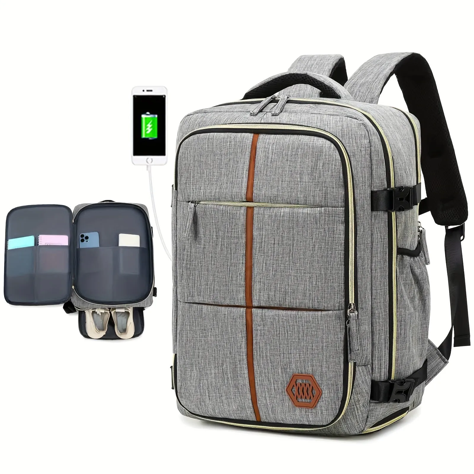 Multifunctional Travel Backpack, Airline-approved, Laptop Schoolbag With Shoes Compartment