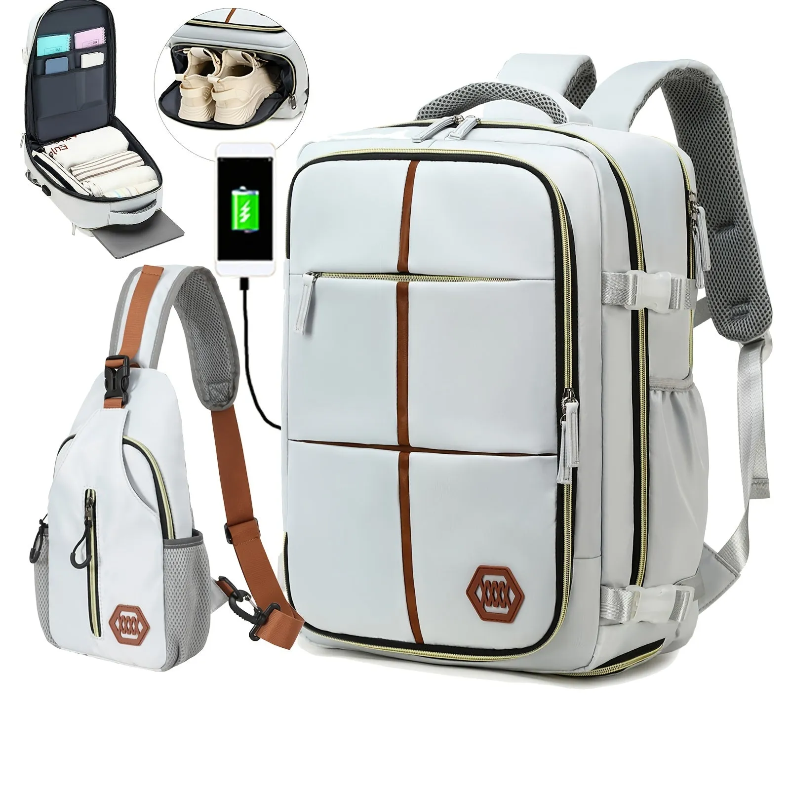Multifunctional Travel Backpack, Airline-approved, Laptop Schoolbag With Shoes Compartment