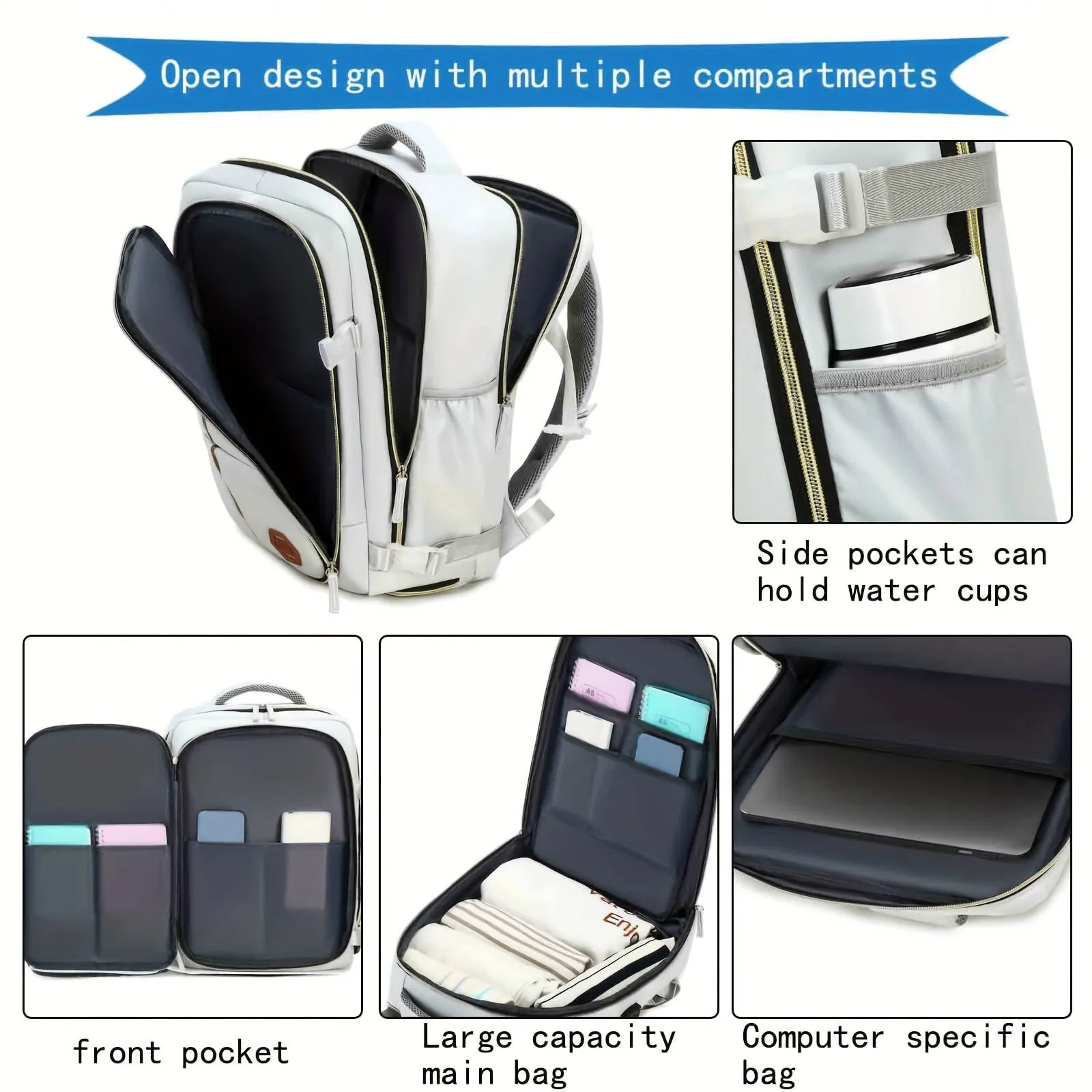 Multifunctional Travel Backpack, Airline-approved, Laptop Schoolbag With Shoes Compartment