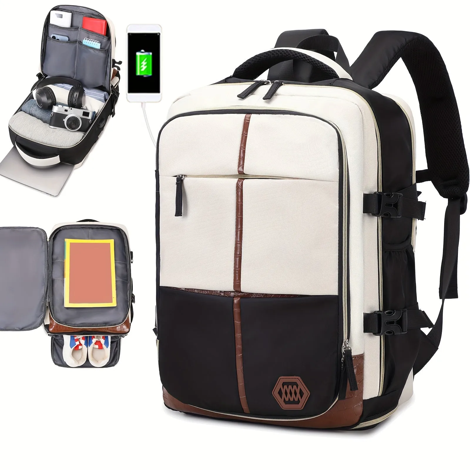 Multifunctional Travel Backpack, Airline-approved, Laptop Schoolbag With Shoes Compartment