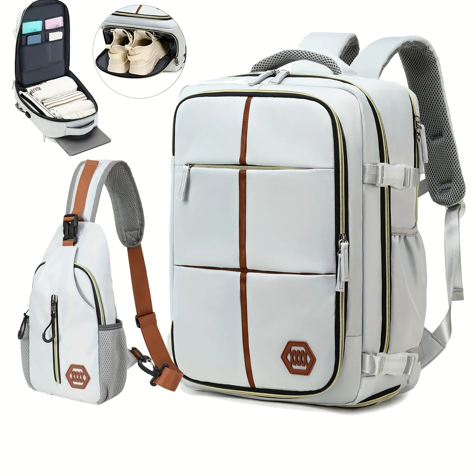 Multifunctional Travel Backpack, Airline-approved, Laptop Schoolbag With Shoes Compartment