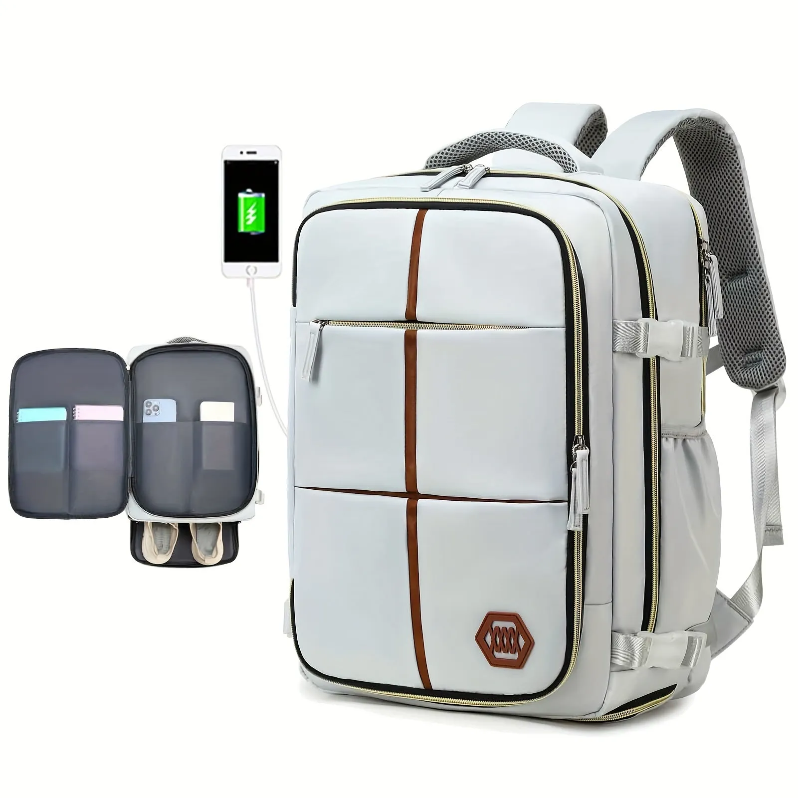 Multifunctional Travel Backpack, Airline-approved, Laptop Schoolbag With Shoes Compartment