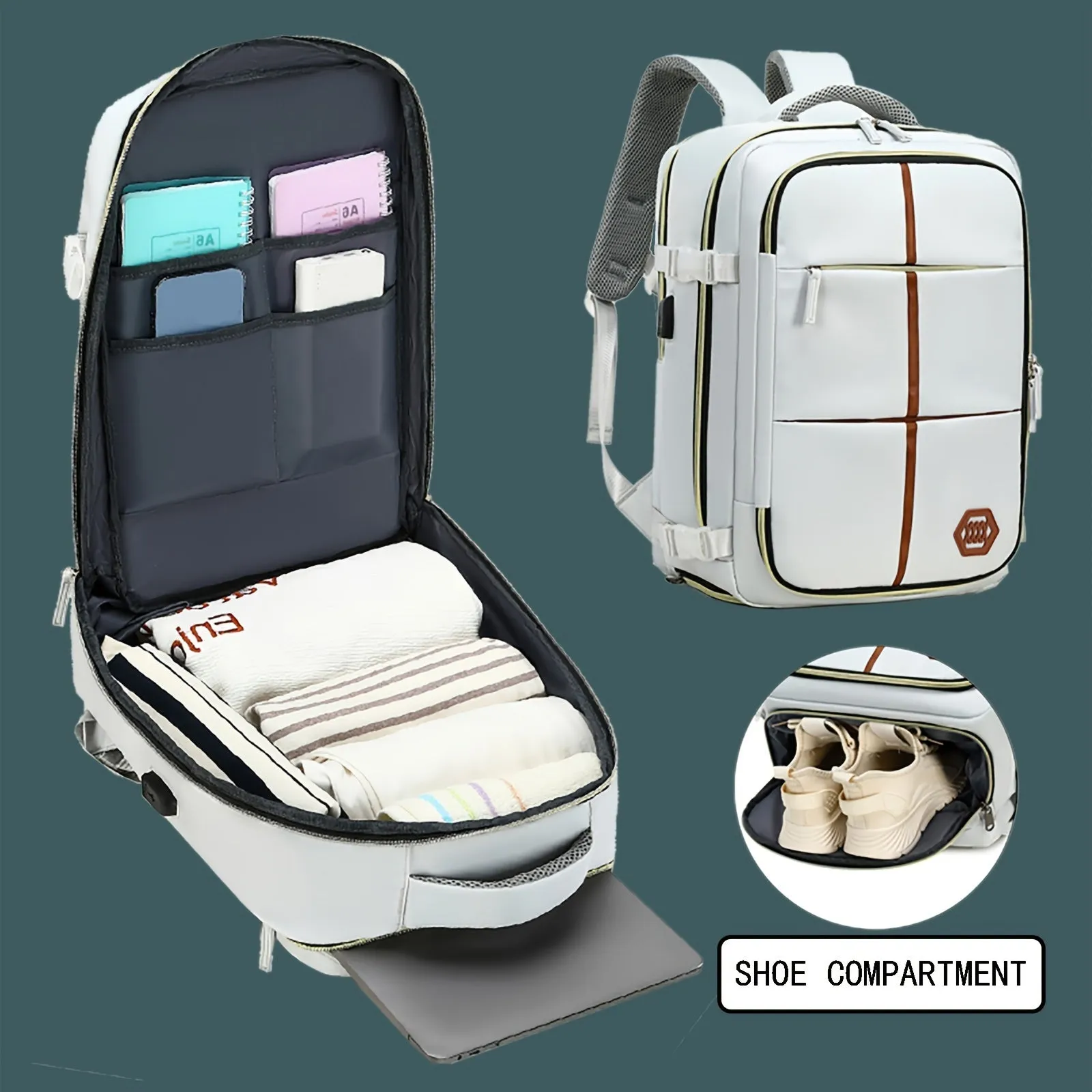 Multifunctional Travel Backpack, Airline-approved, Laptop Schoolbag With Shoes Compartment