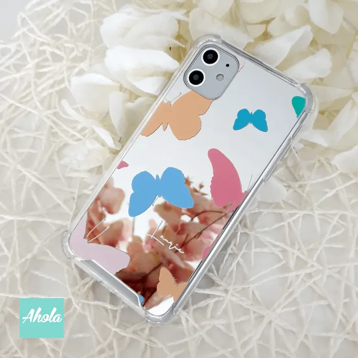 【Nabi】Protective Mirror Phone Case 全包邊蝴蝶鏡面名字電話殼