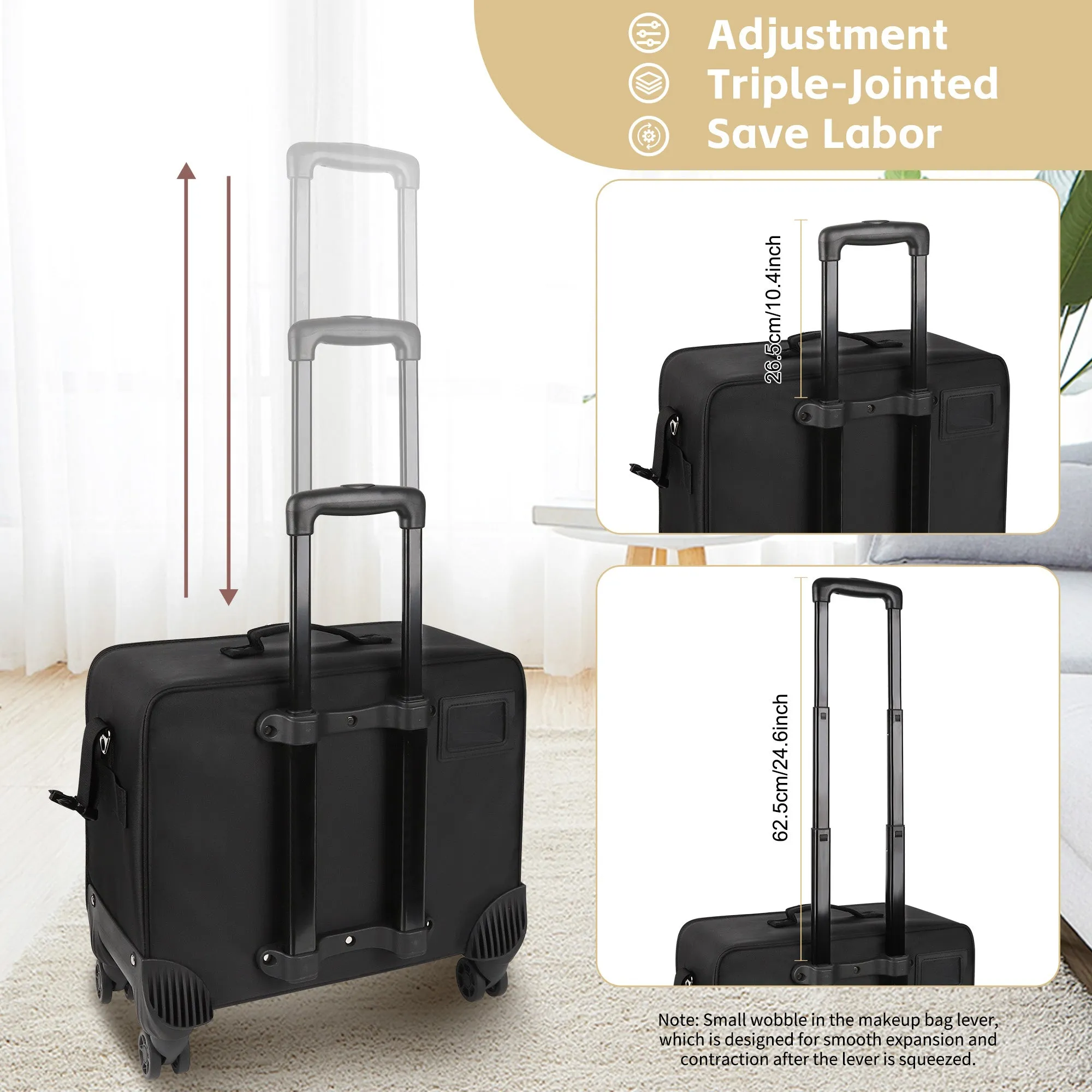 New 360° Rolling Extra Large 4 in 1 Makeup Case with 7 Small Bag and lipstick panels