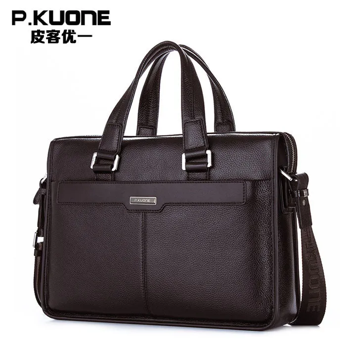 New Men's Handbag Genuine Leather Luxury Brand Men Business Briefcase Handbags Messenger Bags 14''/15.6'' Laptop Bag