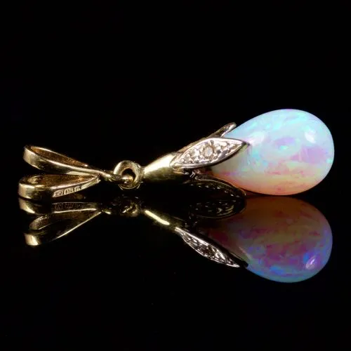 Opal Diamond Pendant 9ct Gold