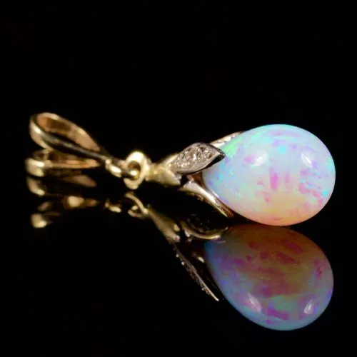 Opal Diamond Pendant 9ct Gold