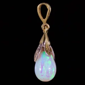 Opal Diamond Pendant 9ct Gold