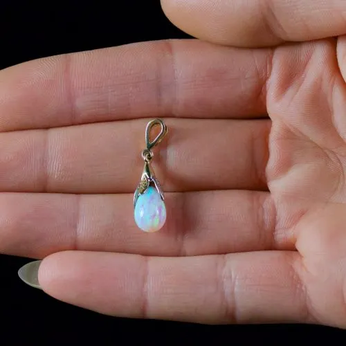 Opal Diamond Pendant 9ct Gold