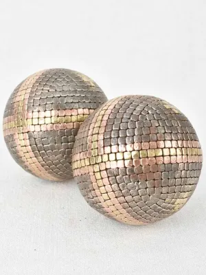 Pair of antique French petanque balls with   4"