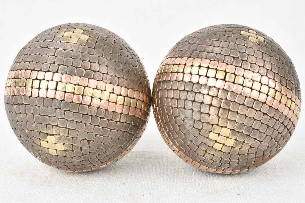 Pair of antique French petanque balls with   4"