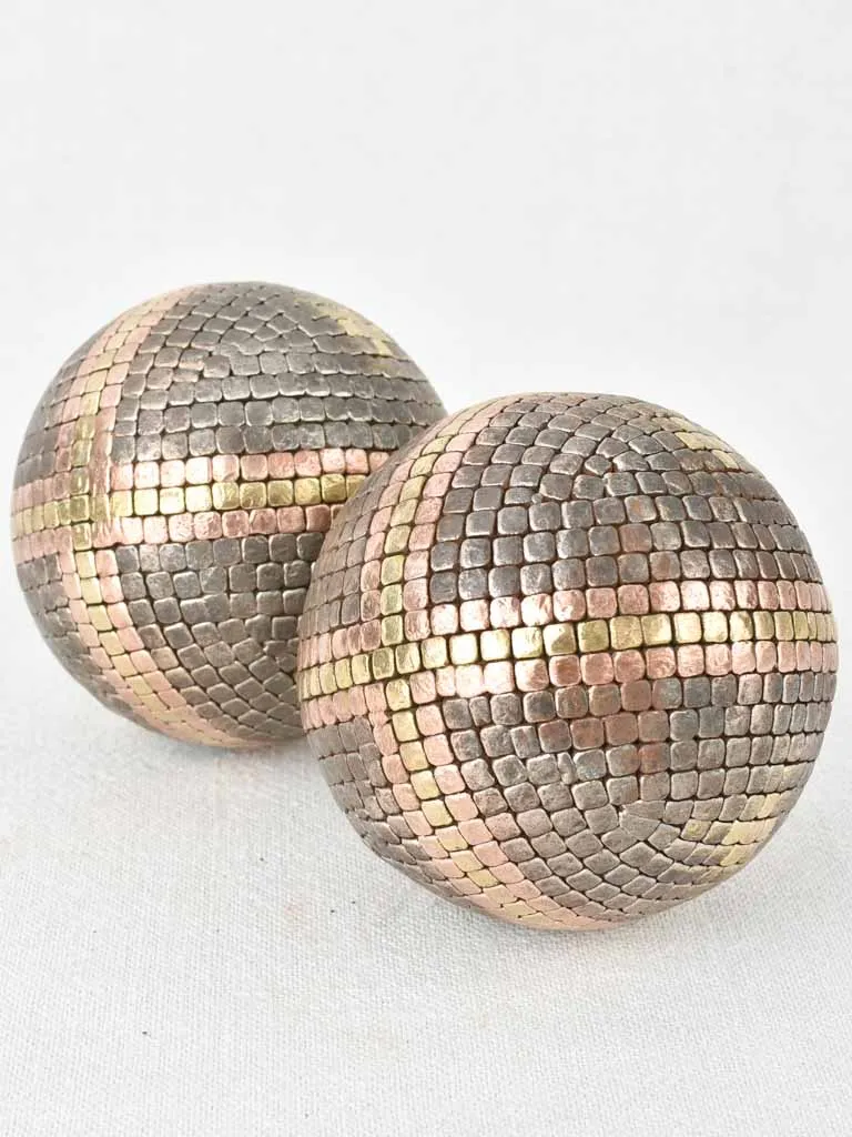 Pair of antique French petanque balls with   4"