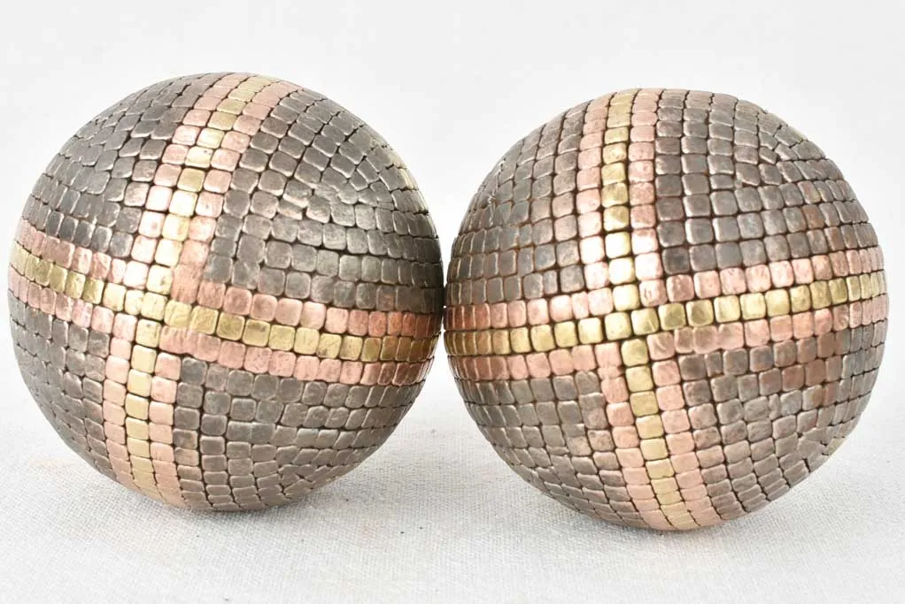 Pair of antique French petanque balls with   4"