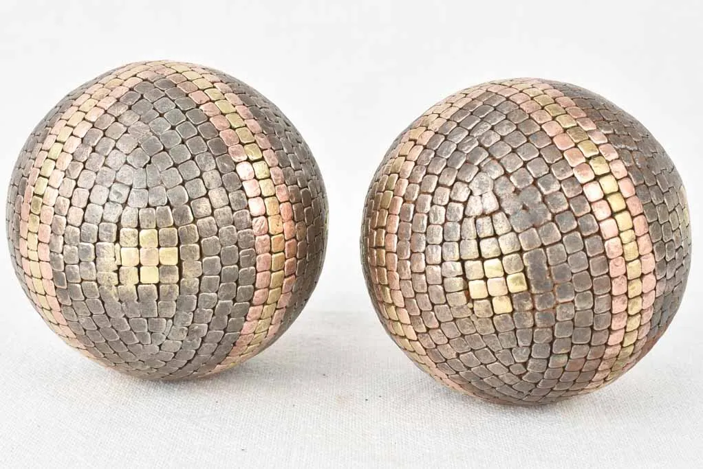 Pair of antique French petanque balls with   4"