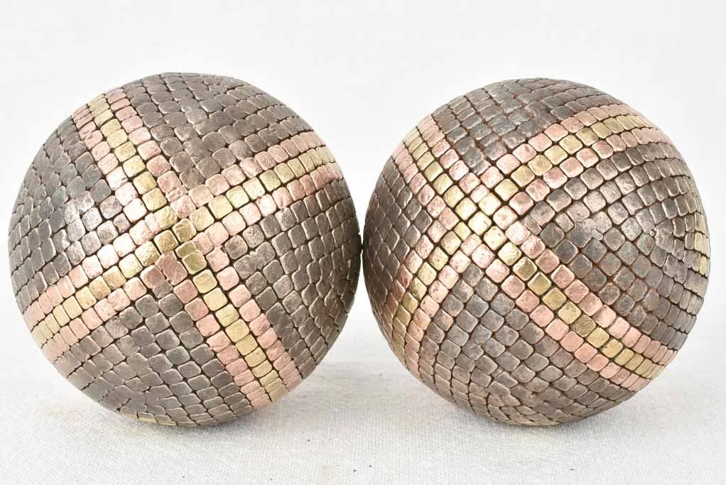 Pair of antique French petanque balls with   4"